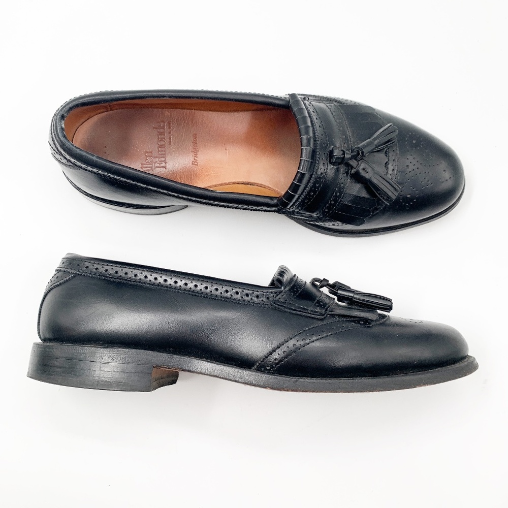 *SOLD* Allen Edmonds Bridgeton Mens Size 9 Shoes Loafers Black Leather Kiltie - Picture 9 of 14